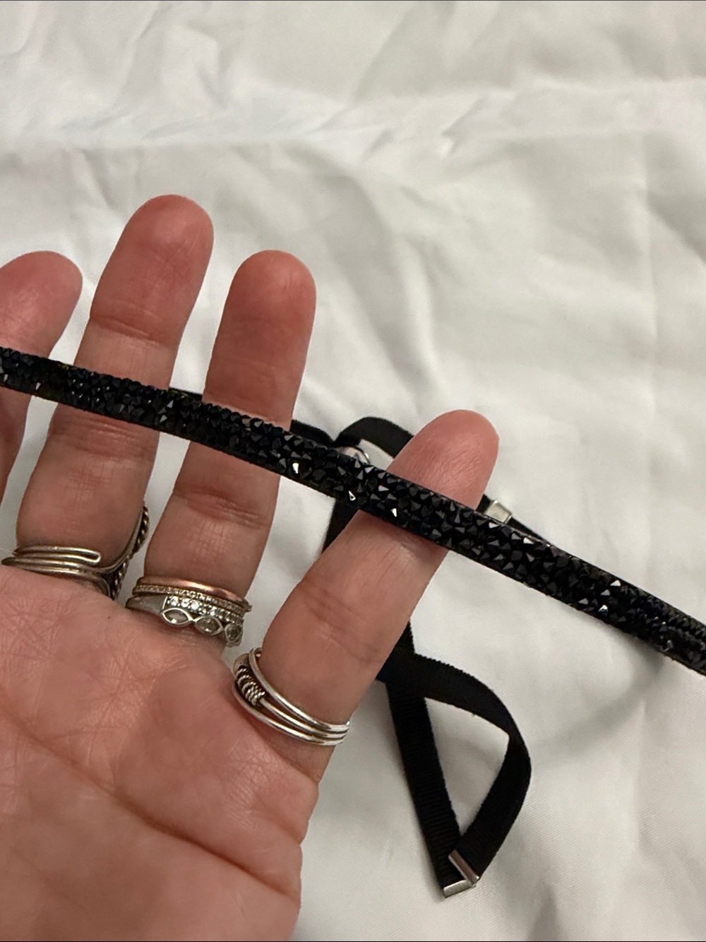 Swarovski Black Crystaldust Choker with Silver Slider - Picture 2 of 4